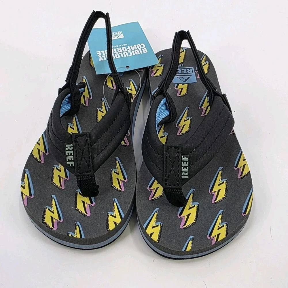 REEF SANDALS TODDLER SIZE 7/8 LITTLE AHI LIGHTNING BOLT SLINGBACK NEW WITH TAGS